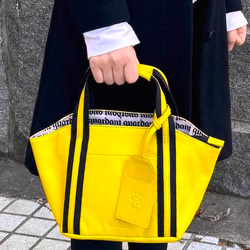<50%OFFSALE> ぱすてるシリーズ ☆ポーチ付き☆ ラインHAND-bag  YELLOW 9枚目の画像