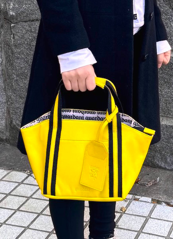 <50%OFFSALE> ぱすてるシリーズ ☆ポーチ付き☆ ラインHAND-bag  YELLOW 9枚目の画像