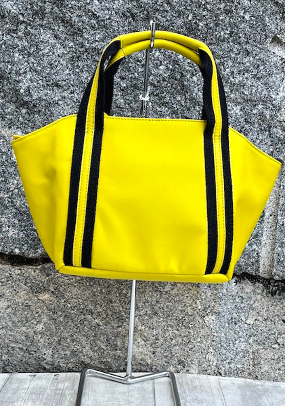 <50%OFFSALE> ぱすてるシリーズ ☆ポーチ付き☆ ラインHAND-bag  YELLOW 5枚目の画像