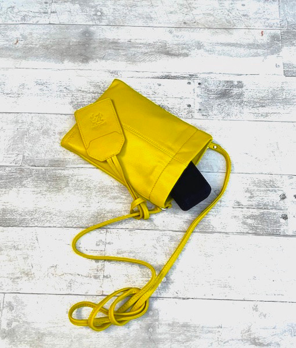 <50%OFFSALE> ぱすてるシリーズ ☆スマホショルダー☆ ソフトPHONE-bag  YELLOW 6枚目の画像