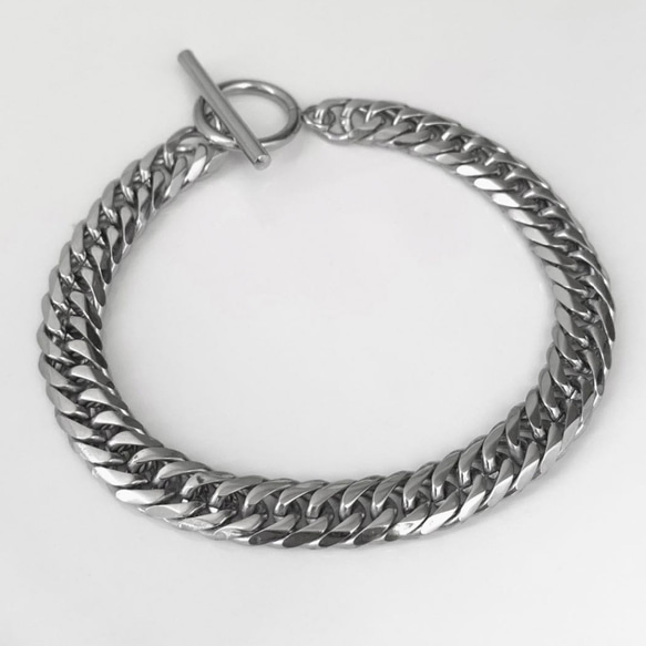 【eve】chain  bracelet 　マンテルブレスレット　喜平　チェーン 7mm シルバー 2枚目の画像