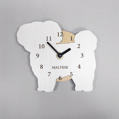 文字・名入れ】【置時計スタンド付き】ワンちゃん コンパクト静音