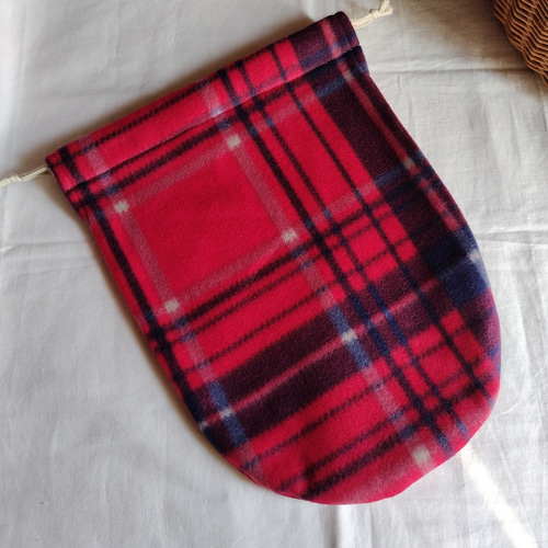 湯たんぽカバー ハンドメイド チェック柄 赤色 フリース あたたかい
