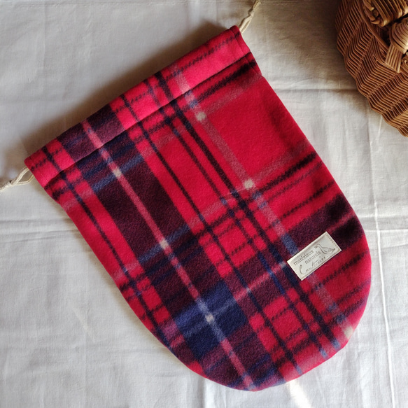 湯たんぽカバー ハンドメイド チェック柄 赤色 フリース あたたかい