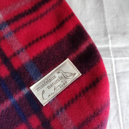 湯たんぽカバー ハンドメイド チェック柄 赤色 フリース あたたかい