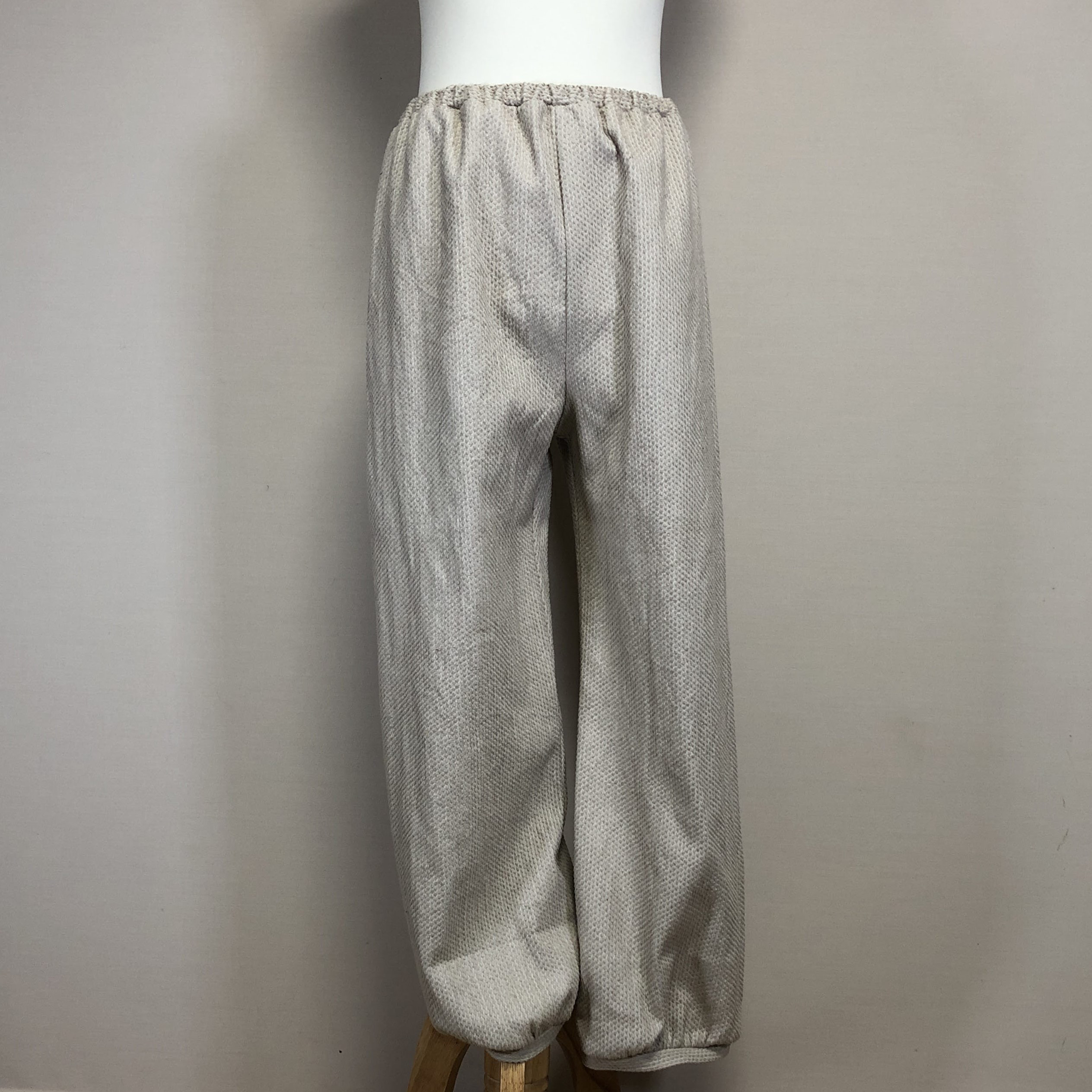 イージーパンツ　ロング◆生成り【コットンリネン刺し子】◆M・Ｌ