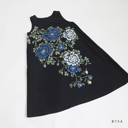 母の日ＳＡＬＥ　手描きART　和画衣　優美に咲き誇る瑠璃色の花々　ワンピース　ゆったり　ジャンパースカート　B83A 10枚目の画像