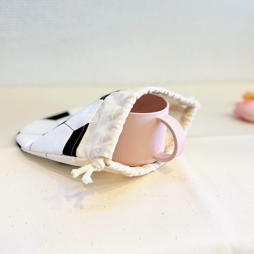 給食袋コップ入れ2枚セット サッカーボール柄× 給食袋コップ入れ2