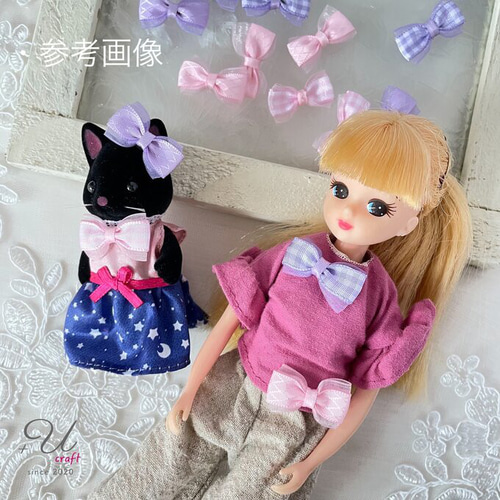 401【パーツ/12ヶ】サテンギンガムチェック×オーガンジーリボン