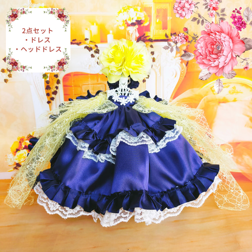 お値下げ4000円→2000円 ジェニー ドレス ネイビー 手作り