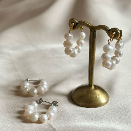 4点381特大グレーバロックパールスタッドピアス★20mmサージカルステンレス 14kgf シルバー バロックパール スタッド ピアス（スタッド・一