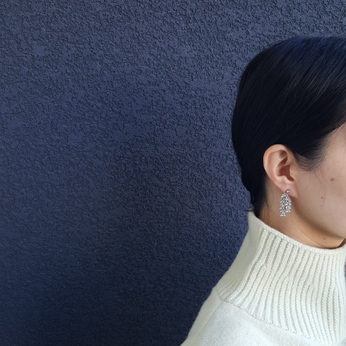 じゃらじゃらピアス 金属アレルギー対応 シルバーピアス クリアピアス 2pcs] サージカルステンレス ぶどう 3mm じゃらじゃら ピアス 金属