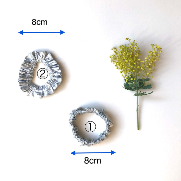 シンプルなシュシュ　シルバー　2種類　 3枚目の画像