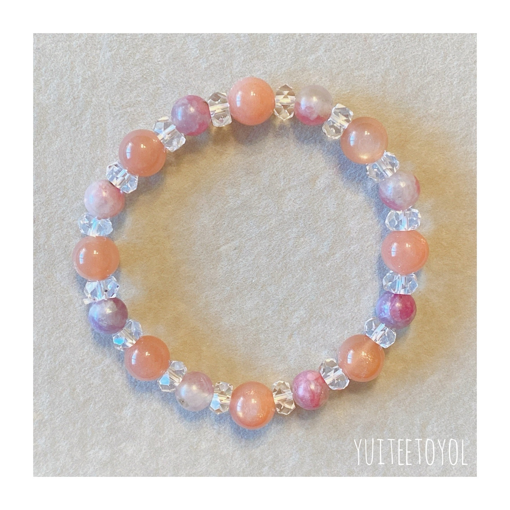 16cm【優しい深い眠りに…♡】6月誕生石・オレンジムーンストーン・10月誕生石・ピンクトルマリンシリカ・水晶・曼荼羅