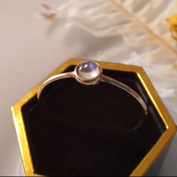 【10K】レインボームーンストーン　天然石　ベゼル　フクリン　リング　指輪　ゴールド 2枚目の画像