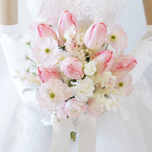 ウエディングブーケ&ブートニアセット アーティフィシャルフラワー