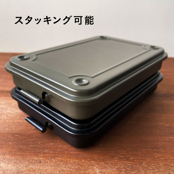 スチール製スタンプ保管箱 全2色（ブラック/モスグリーン） はんこ ハンコ 収納ケース 収納BOX お道具箱 7枚目の画像