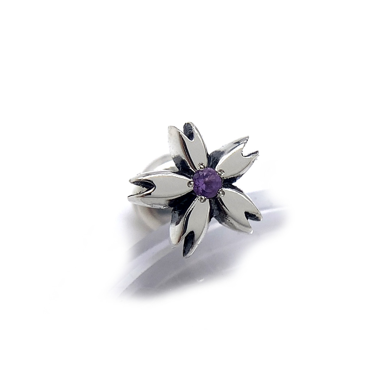 シルバー925ピアス 桜 アメジスト 片耳用 セカンドピアス