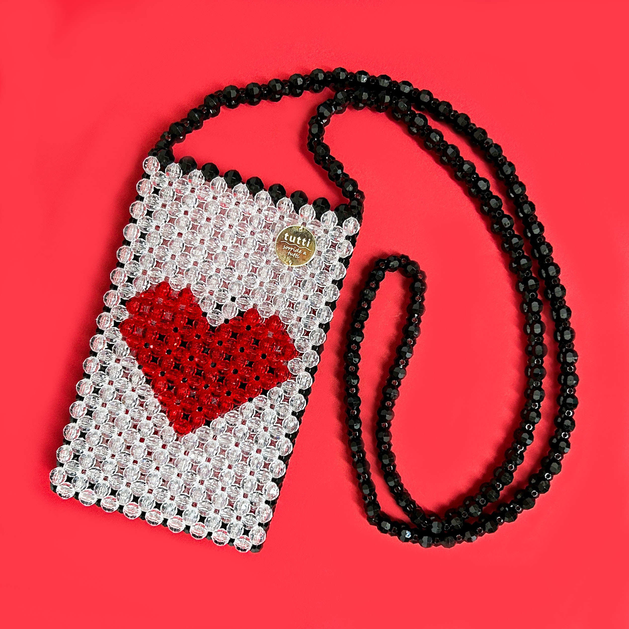 スマホショルダー　Playing Card - heart & spade -　ビーズバッグ