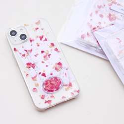 ミニ薔薇　iPhoneケース　スマホケース　クリアケース　 ショルダーストラップ　スマホリング　アンドロイド　全機種対応 4枚目の画像