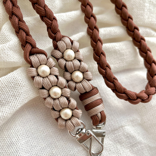 お花5つショルダーストラップ パラコードストラップ スマホ