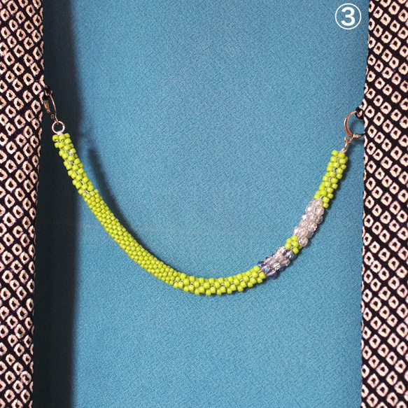 ワンポイント付きビーズ編みの羽織紐 4枚目の画像