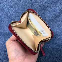 革　マルチケース　ミニ財布　カードケース　小物ケース　コーラルピンク 3枚目の画像