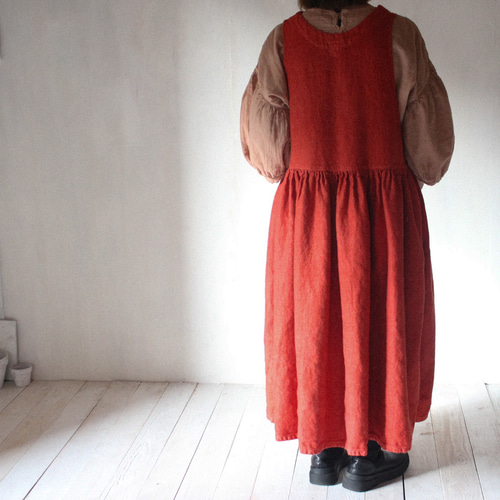 [9/15まで]kitta 草木染め　茜色　ワンピース ドレス　チュニック 9/15まで]kitta 草木染め 茜色 ワンピース ドレス チュニック