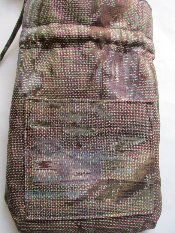 ７５９４　唐桟縞の着物で作った手提げ型の巾着袋　＃送料無料 7枚目の画像