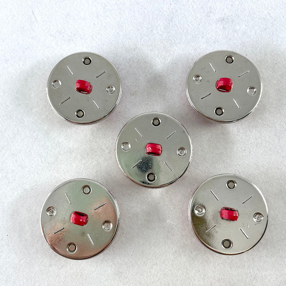 ボタン　足つきボタン　レッド × メタル  レトロファッションに 12clda1-9 3枚目の画像