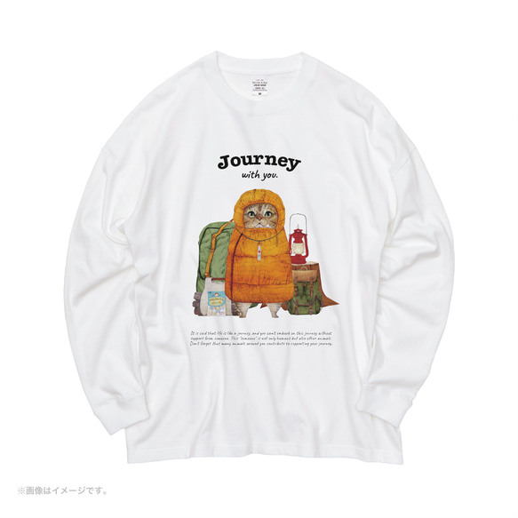 リラックスBIGシルエットTシャツ「Journey with you キャンパーのネコ」/送料無料 3枚目の画像