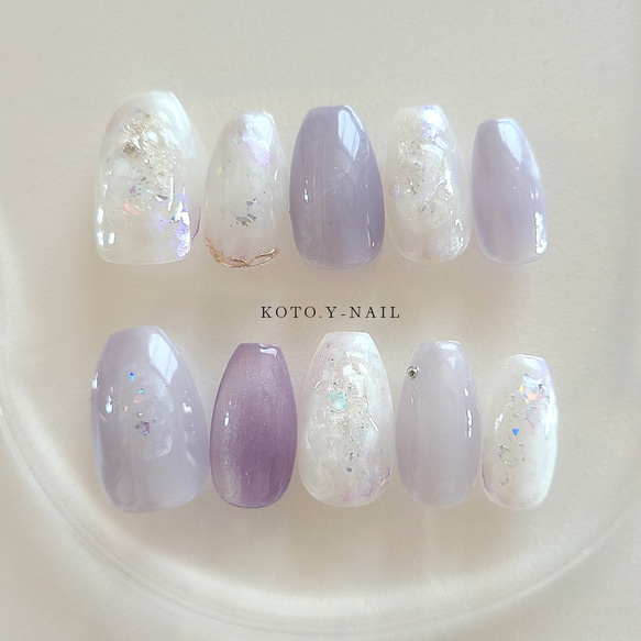 Amethyst Glow ニュアンスネイル ブライダル ウェディング 成人式 卒業 