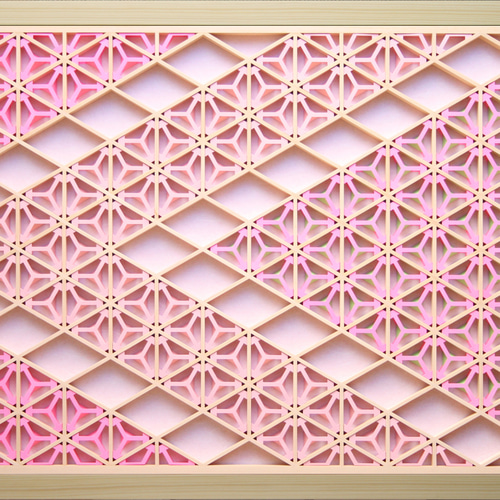 組子アートパネル 【組子色彩葉 桜】 和風アート インテリア 組子アートパネル 【組子色彩葉 桜】 和風アート インテリア
