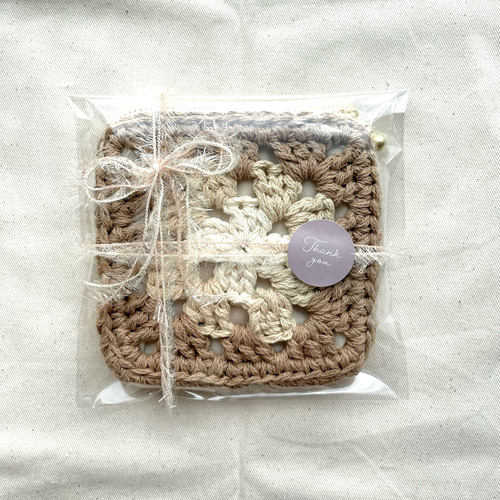 グラニースクエアポーチ ファスナーポーチ ポーチ モチーフ編み