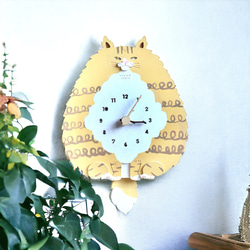 茶トラ猫＊ロング＊レギュラーサイズの時計 木製 振り子時計 掛け時計 6枚目の画像