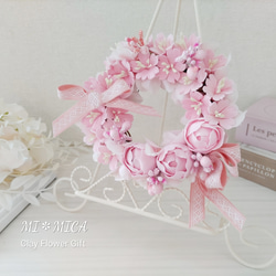 ポインセチアのナチュラルリース＊クレイフラワー＊ドライフラワー