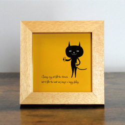 【額付き】 北欧　ネコ　猫　絵　絵画　アート　ポスター　黒猫　イラスト　グッズ　猫モチーフ　雑貨「ねこのひげ　0061」 1枚目の画像