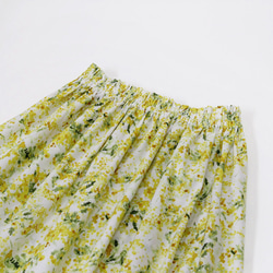 【即納】ミモザ フラワープリント（オフホワイト）コットンギャザースカート 春 白 7枚目の画像