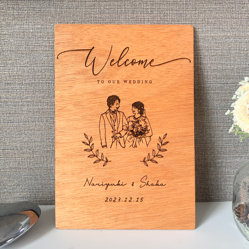 デザイン6種類＊木の似顔絵ウェルカムボード ウェルカムボード