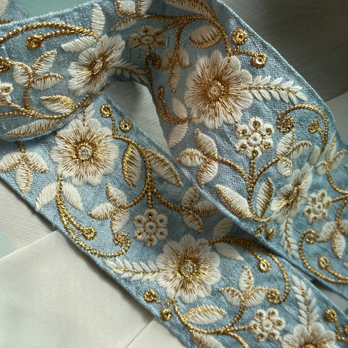 テトラポットポーチ 三角ポーチ インド刺繍生地 ブラウン 927-11