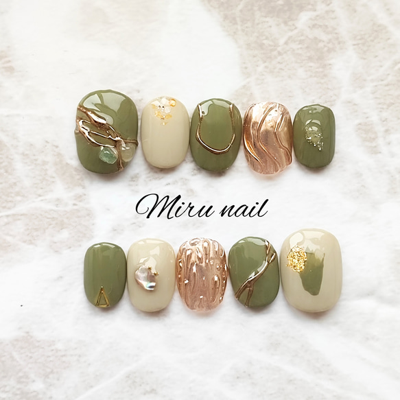 ピスタチオニュアンスネイル グリーン みどり ネイルチップ（つけ爪