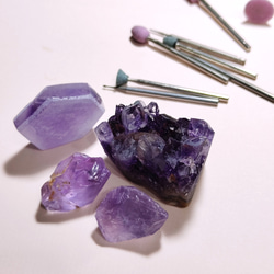 天然石飾品紫水晶桔梗花耳環 Amethyst balloon flowers earrings 第3張的照片