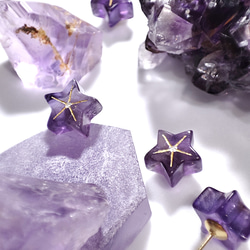 天然石飾品紫水晶桔梗花耳環 Amethyst balloon flowers earrings 第6張的照片