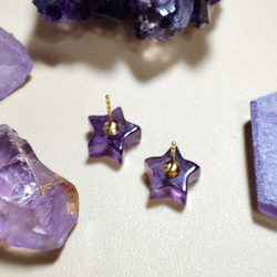 天然石飾品紫水晶桔梗花耳環 Amethyst balloon flowers earrings 第5張的照片