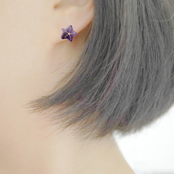 天然石飾品紫水晶桔梗花耳環 Amethyst balloon flowers earrings 第2張的照片