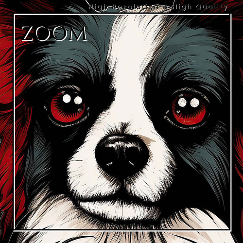 Trinity (トリニティー) - パピヨン犬 No.3】ジークレー版画＊名入れOK