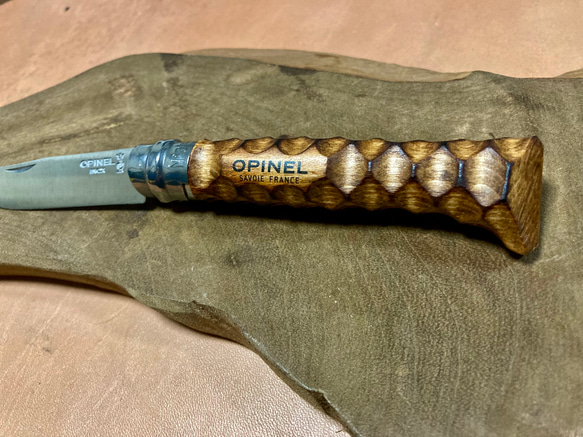 オピネル ナイフ Ｎｏ．8 無骨仕様 カスタムグリップ キャンプ アウトドア釣り 7枚目の画像