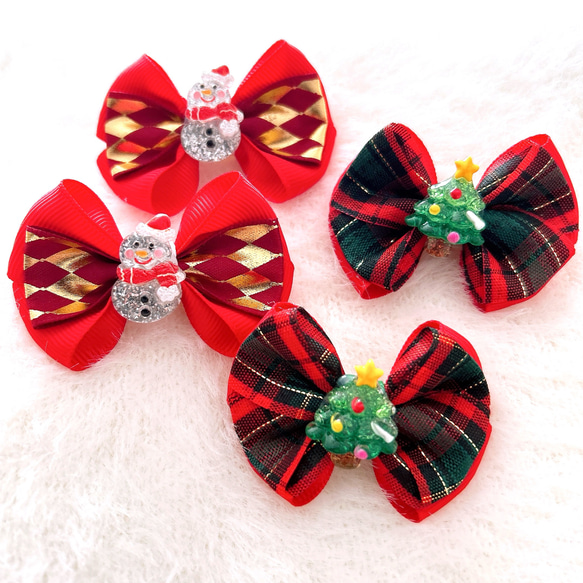 クリスマス赤リボン5センチヘアピン クリスマス赤リボン5センチヘアピン