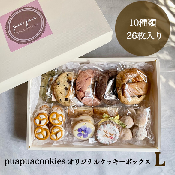 【ギフトクッキー詰め合わせ】韓国風スモアクッキー/アイシングクッキーの入ったクッキーボックスＬサイズ 1枚目の画像