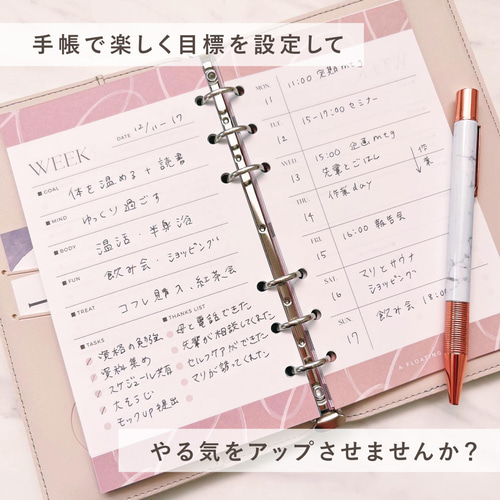 目標設定ウィークリー / バイブル / 淡色ピンクベージュ / カラー